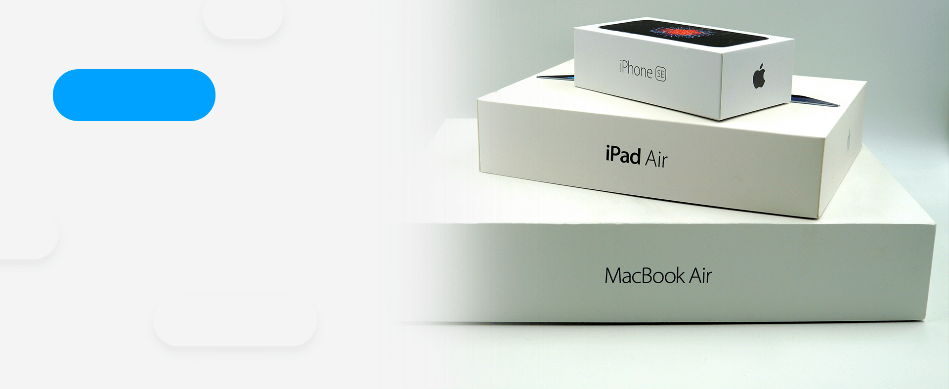 iphone packaging stacked up.