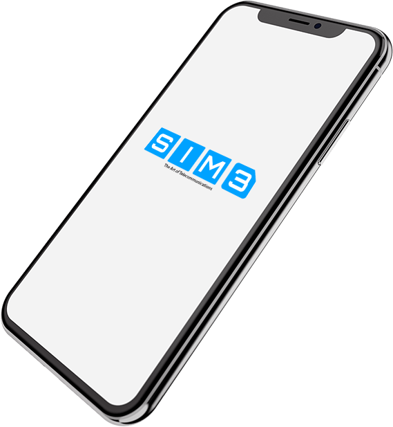 iPhone with Sim3 logo on the display.